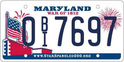 MD license plate 0BI7697