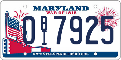 MD license plate 0BI7925