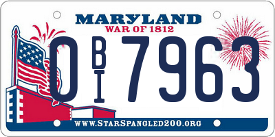 MD license plate 0BI7963
