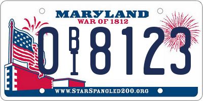 MD license plate 0BI8123