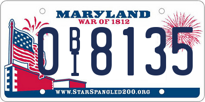 MD license plate 0BI8135