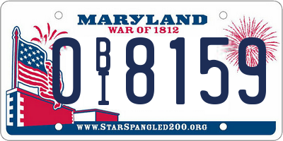 MD license plate 0BI8159