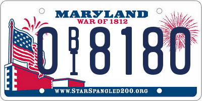 MD license plate 0BI8180
