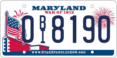 MD license plate 0BI8190