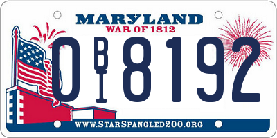 MD license plate 0BI8192