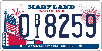 MD license plate 0BI8259
