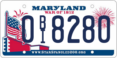 MD license plate 0BI8280