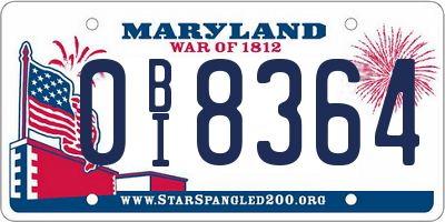 MD license plate 0BI8364