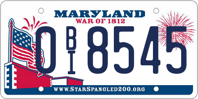 MD license plate 0BI8545