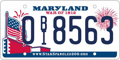 MD license plate 0BI8563