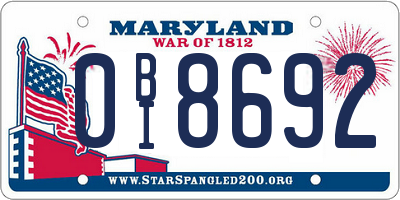 MD license plate 0BI8692