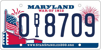 MD license plate 0BI8709