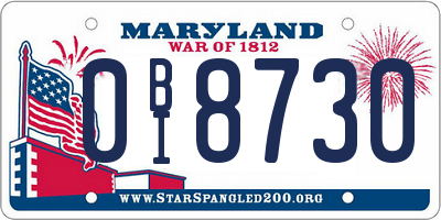 MD license plate 0BI8730