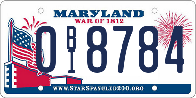 MD license plate 0BI8784