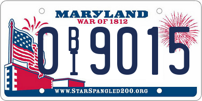 MD license plate 0BI9015