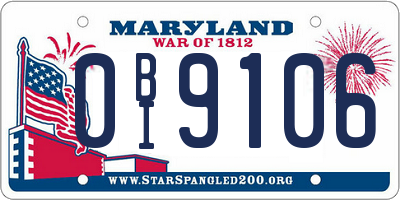 MD license plate 0BI9106
