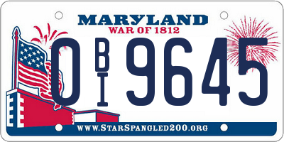 MD license plate 0BI9645