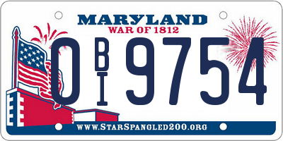 MD license plate 0BI9754