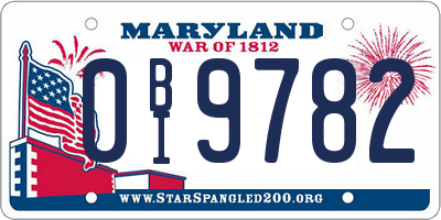 MD license plate 0BI9782