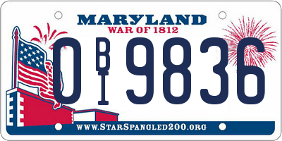 MD license plate 0BI9836