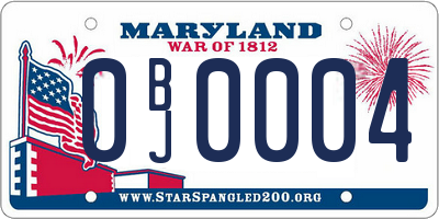 MD license plate 0BJ0004