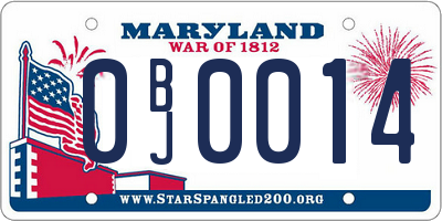 MD license plate 0BJ0014