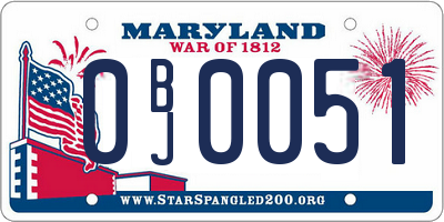 MD license plate 0BJ0051