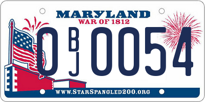 MD license plate 0BJ0054