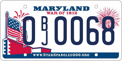 MD license plate 0BJ0068