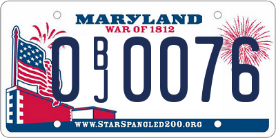 MD license plate 0BJ0076