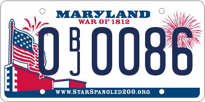 MD license plate 0BJ0086