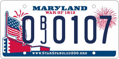 MD license plate 0BJ0107