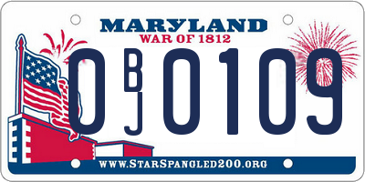 MD license plate 0BJ0109
