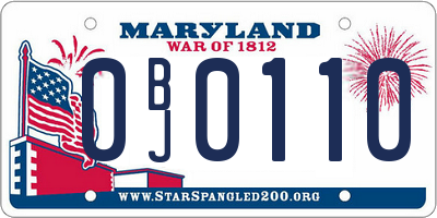 MD license plate 0BJ0110