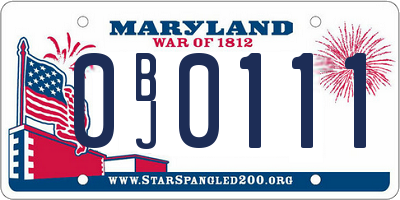 MD license plate 0BJ0111