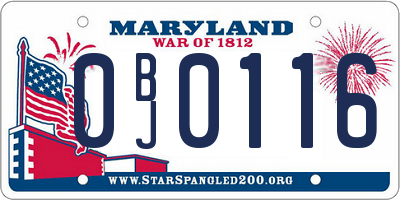 MD license plate 0BJ0116