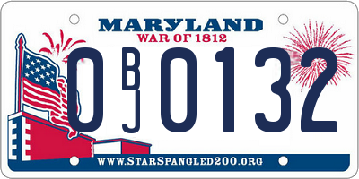 MD license plate 0BJ0132