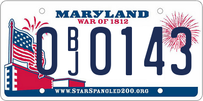 MD license plate 0BJ0143