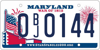 MD license plate 0BJ0144