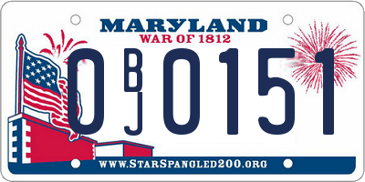 MD license plate 0BJ0151