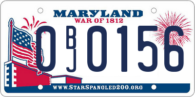 MD license plate 0BJ0156