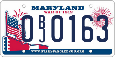 MD license plate 0BJ0163