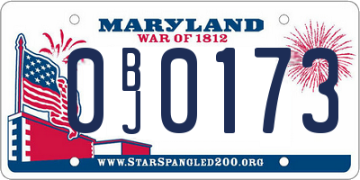 MD license plate 0BJ0173