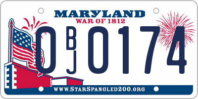 MD license plate 0BJ0174