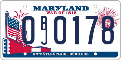 MD license plate 0BJ0178
