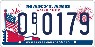 MD license plate 0BJ0179