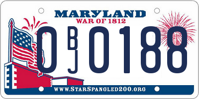 MD license plate 0BJ0188