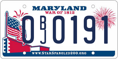 MD license plate 0BJ0191