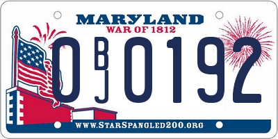MD license plate 0BJ0192