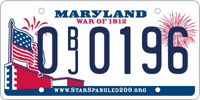 MD license plate 0BJ0196